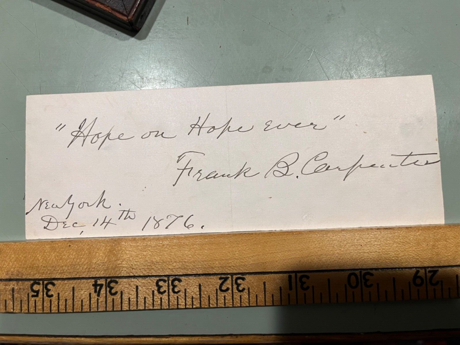 Abraham Lincoln friend Francis B Carpenter autograph signature artist note 1876