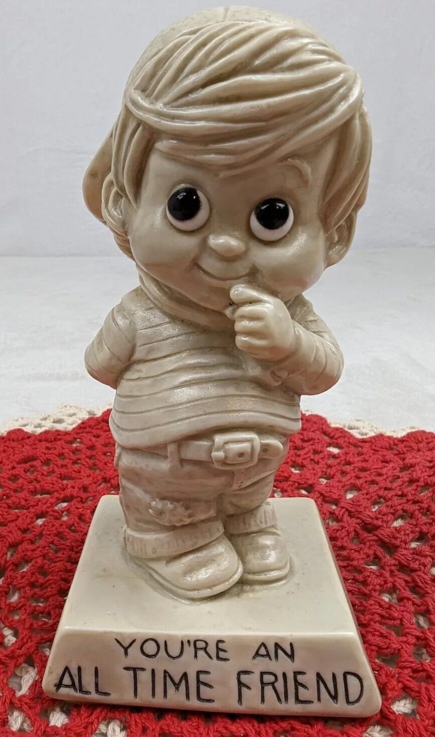 Vintage 70s Wallace Berrie Resin Figurine All Time Friend Mid Century Kid Statue