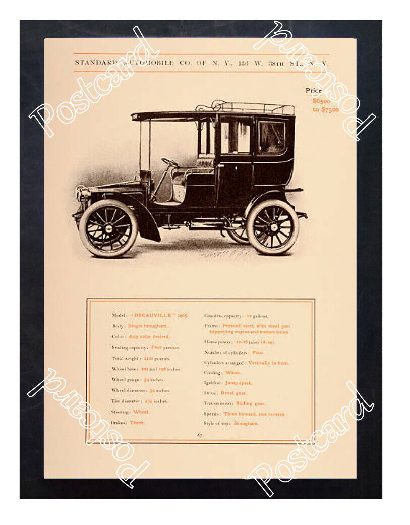 Historic Decauville motorcar, S.A.Co NY 1905 Advertising Postcard