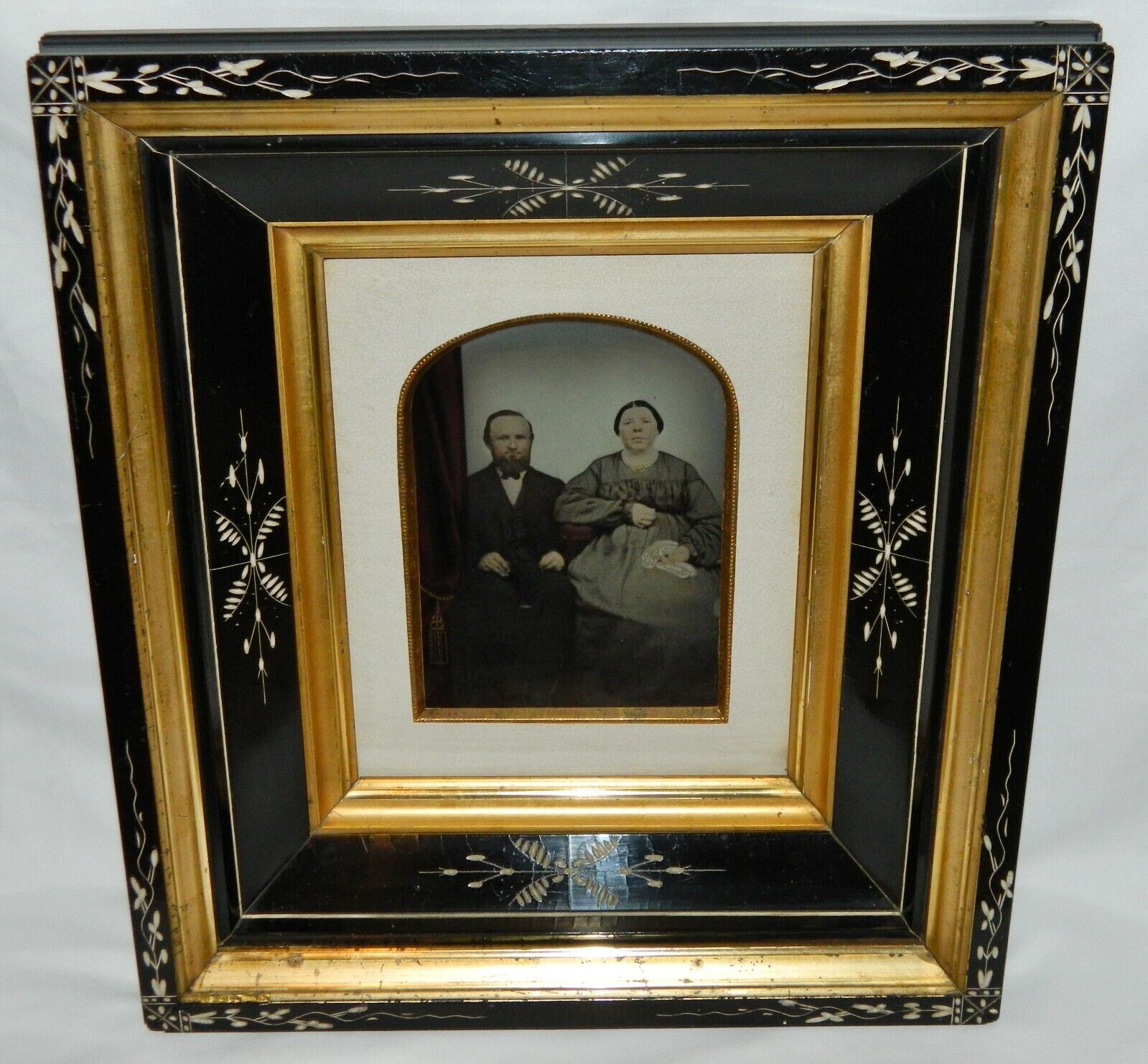 NICE 1870 Victorian EASTLAKE Ebony Antique Portrait Frame FULL Plate Tintype
