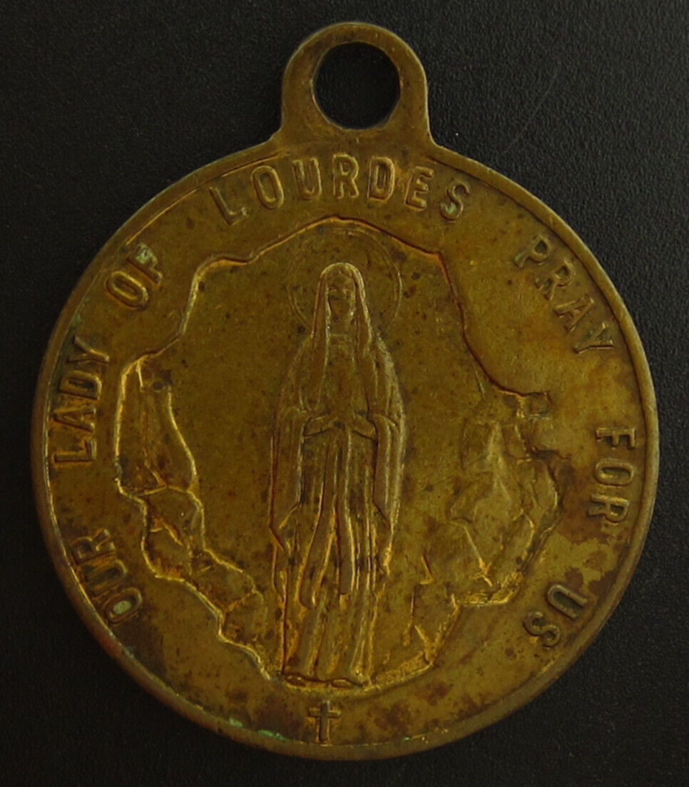 Vintage Large Mary Lourdes Saint Anthony Medal Religious Holy Catholic