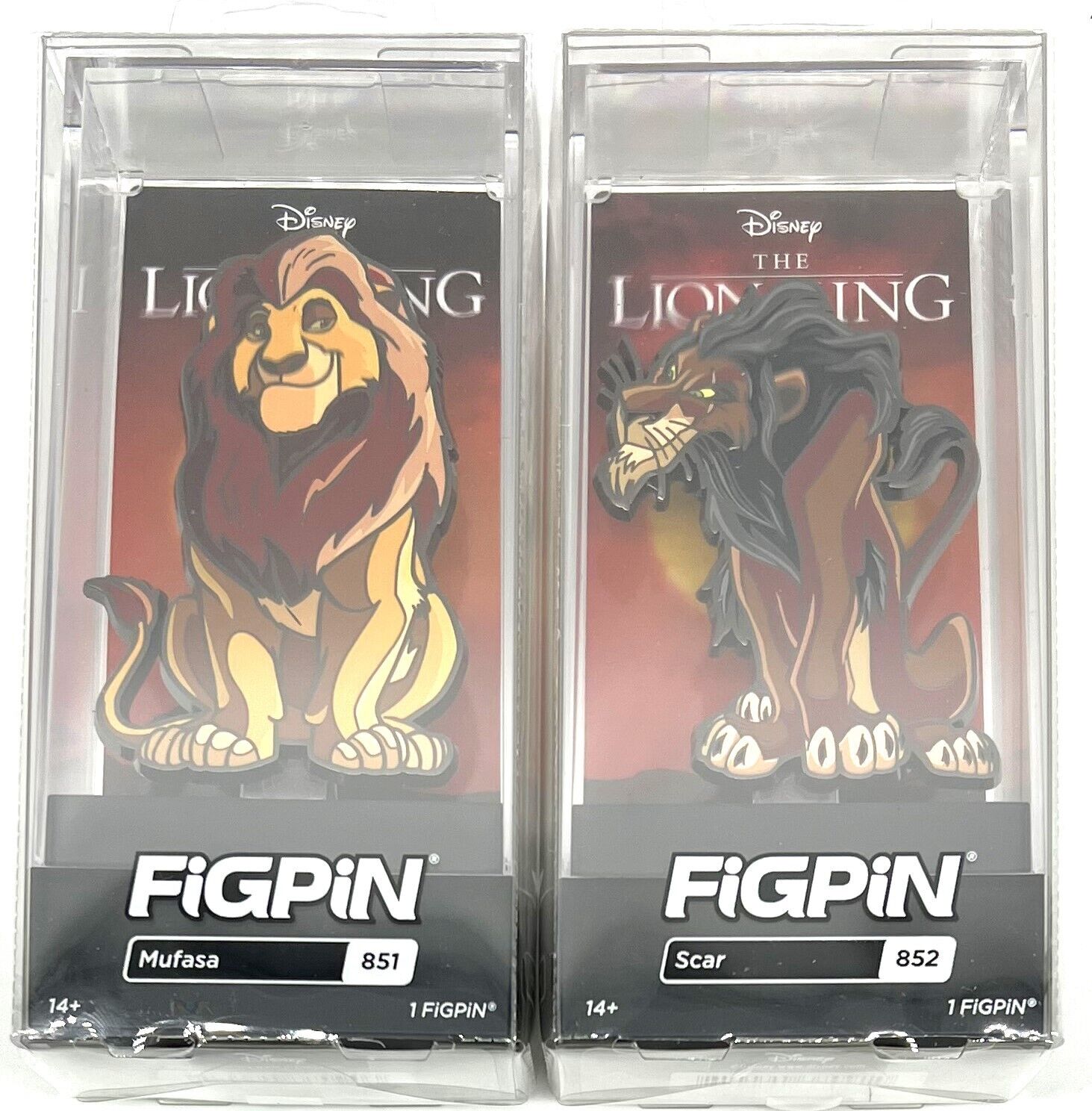 FiGPiN Disney The Lion King Mufasa #851 & Scar #852 Collectible Pins Set of 2