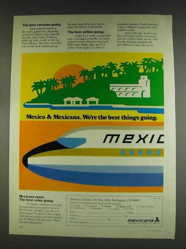 1978 Mexicana Airlines Ad - We're the Best Things Going