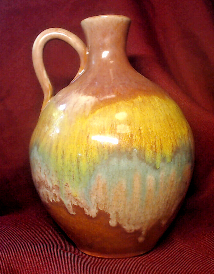 Vintage North Carolina Tourist Pottery Jug, Drip Glaze, Cole / Auman 6\