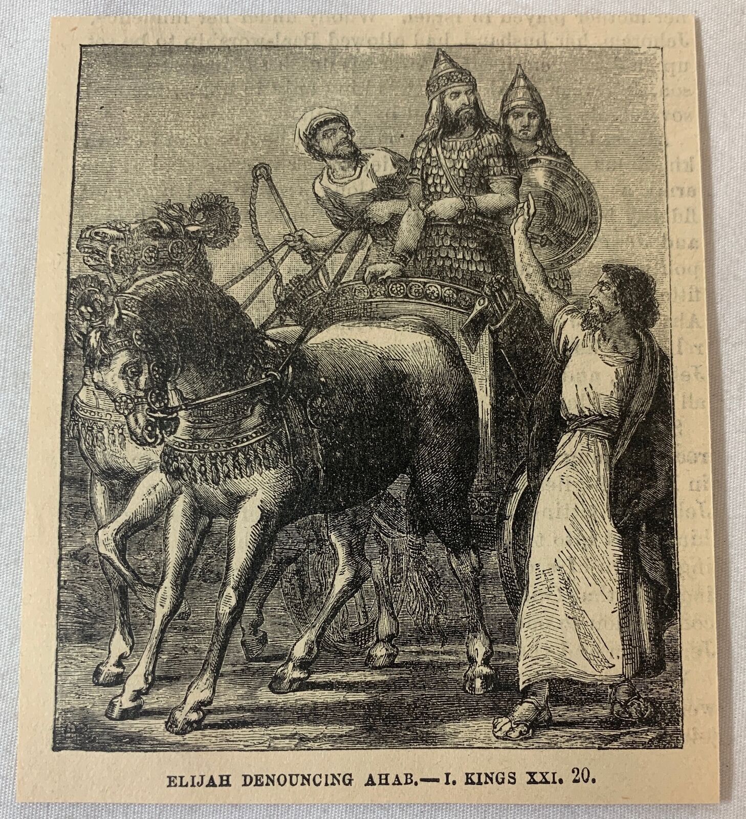1885 magazine engraving~ ELIJAH DENOUNCING AHAB