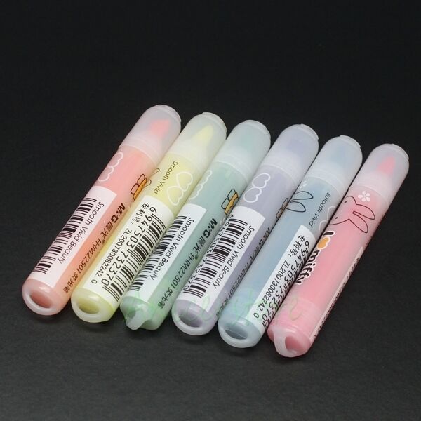 6pcs Different Color Mini Cute Bunny Highlighter Highlight Fluorescent Pen