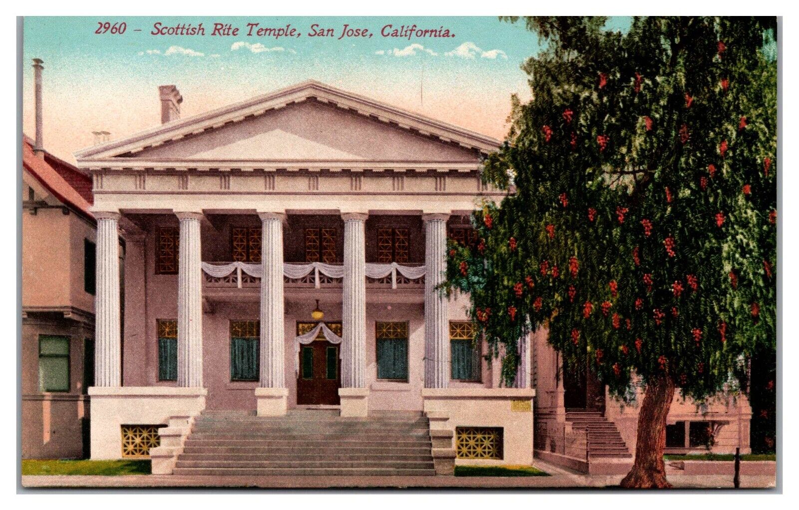 San Jose CA Scottish Rite Temple California Antique c1910 Postcard G2