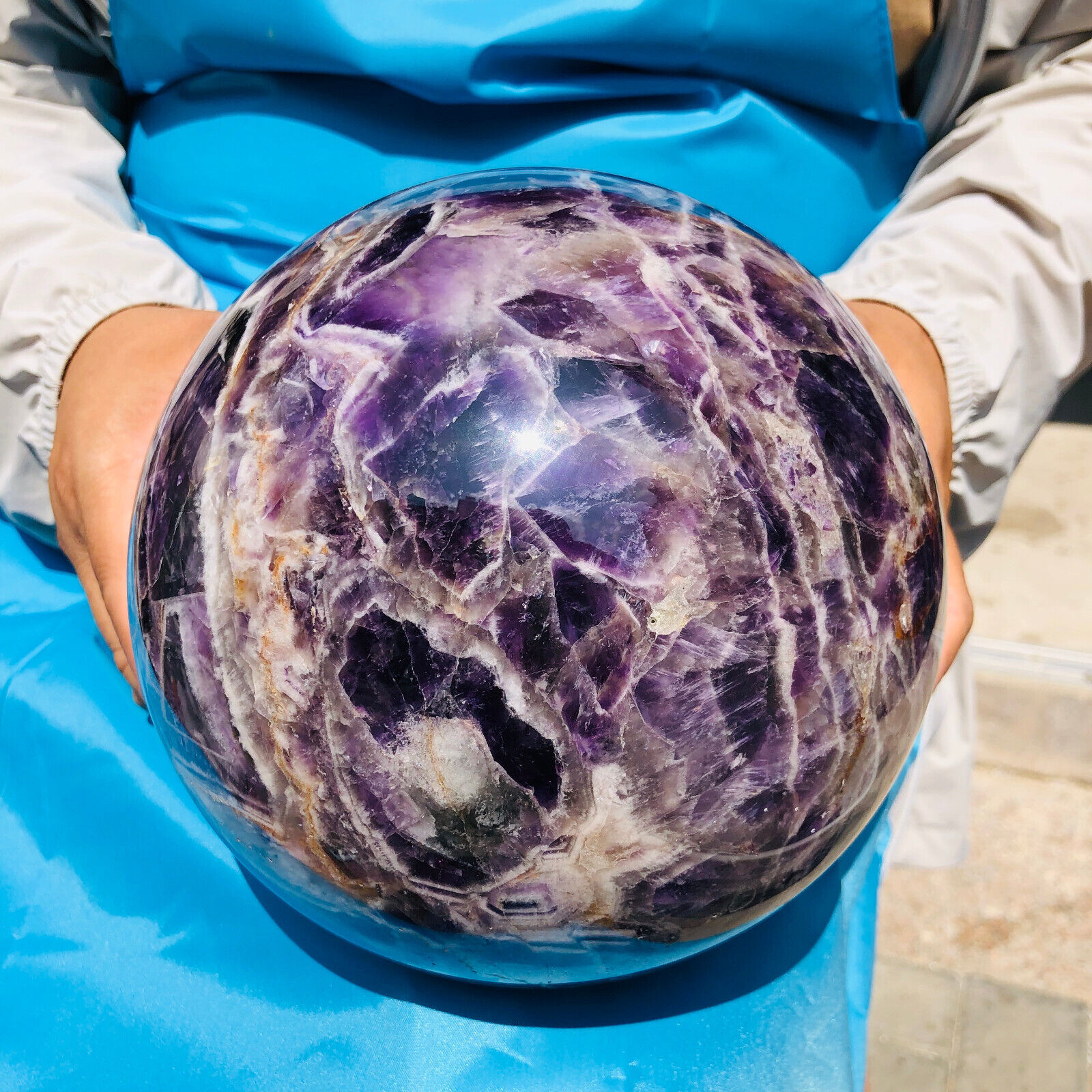15.75LB Natural dream amethyst sphere quartz polished ball crystal healing decor
