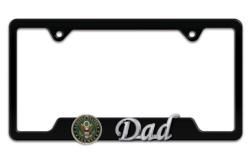 ARMY DAD 3D BLACK METAL LICENSE PLATE FRAME USA MADE
