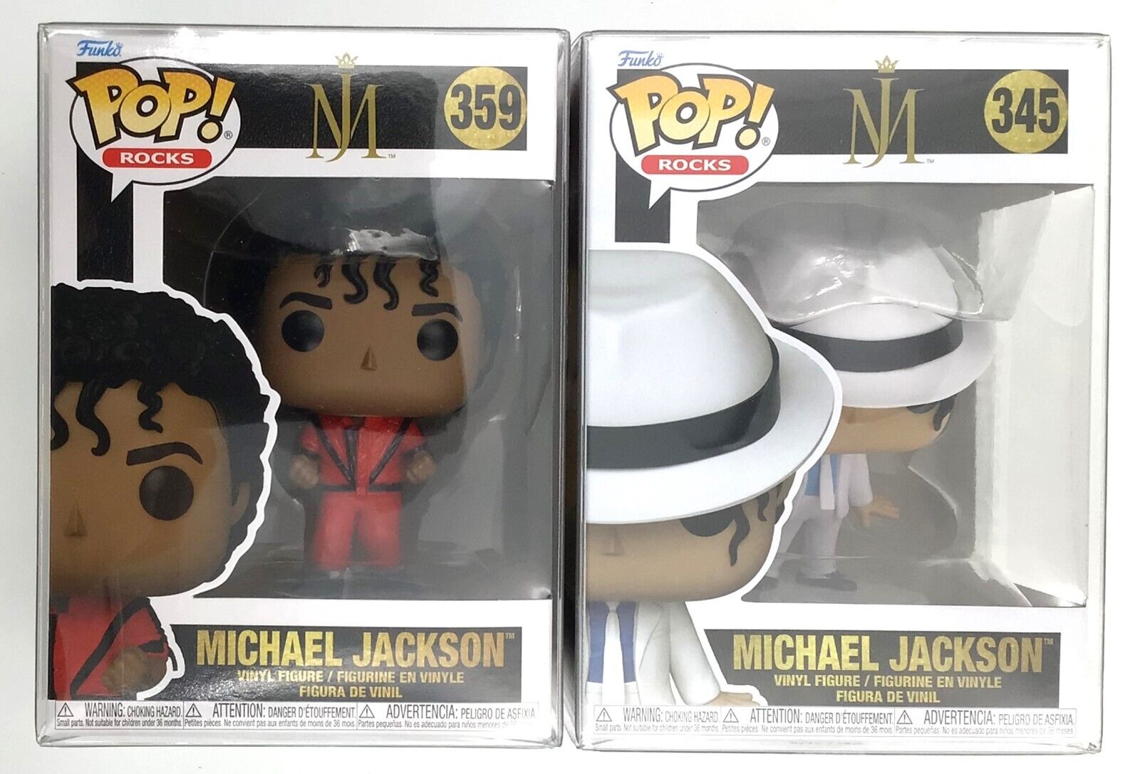 Funko Pop Rocks MJ Michael Jackson #345 & #359 Set of 2 with POP Protectors