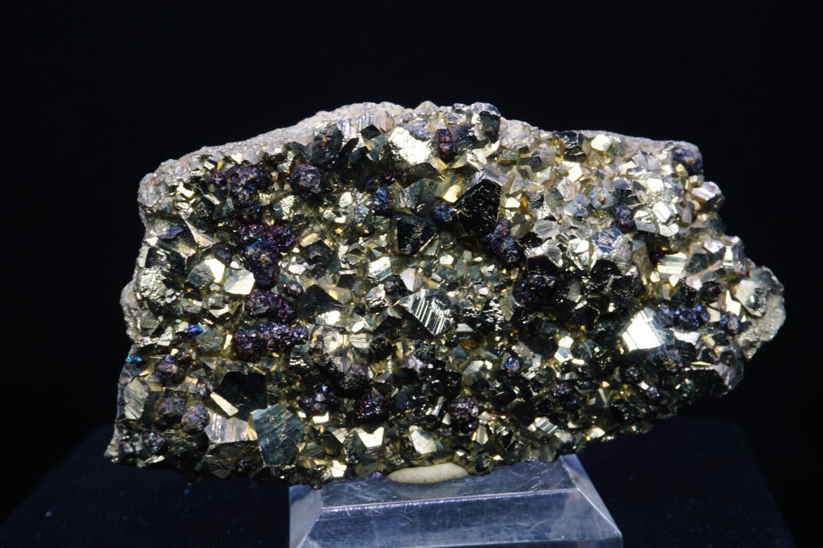 Iridescent Sphalerite & Pyrite / 7.3cm Mineral Specimen / Huanzala Mine, Peru