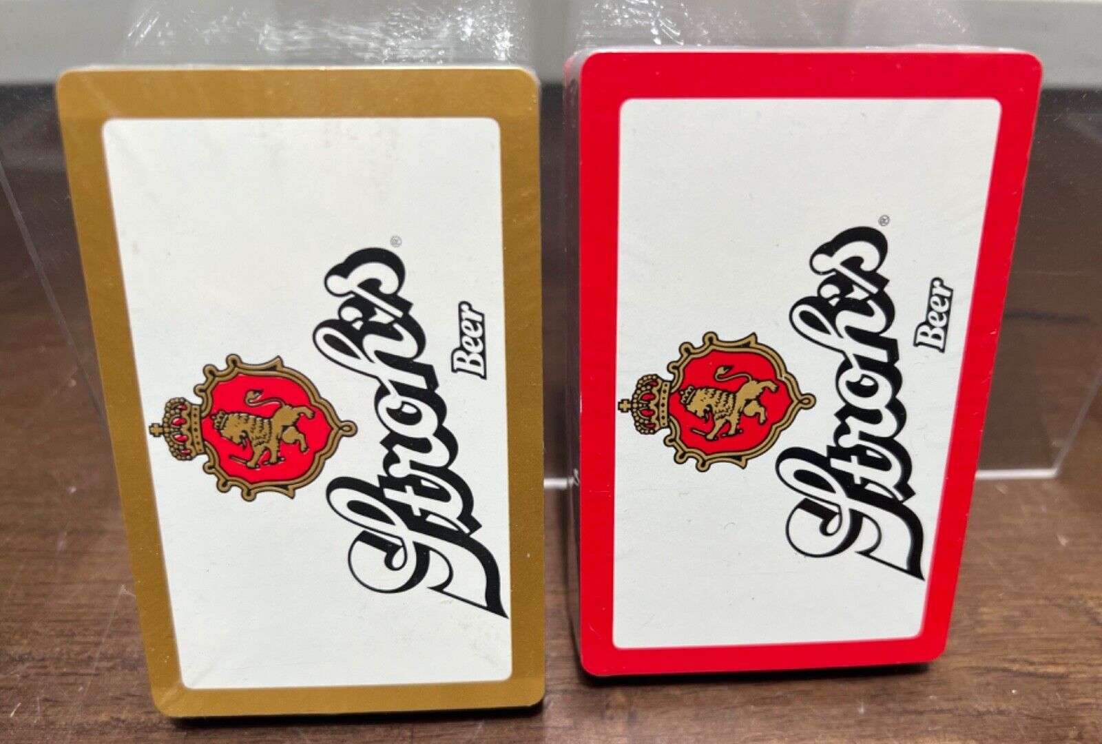 2 NOS Vtg packs Stroh’s Beer Playing Cards unopened SEALED deck advertisements