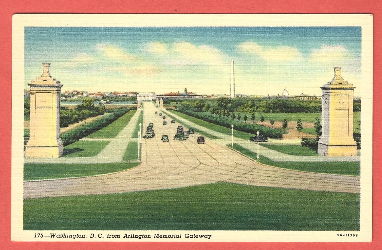 WASHINGTON, D.C. from ARLINGTON MEMORIAL GATEWAY - 1939 Linen Postcard