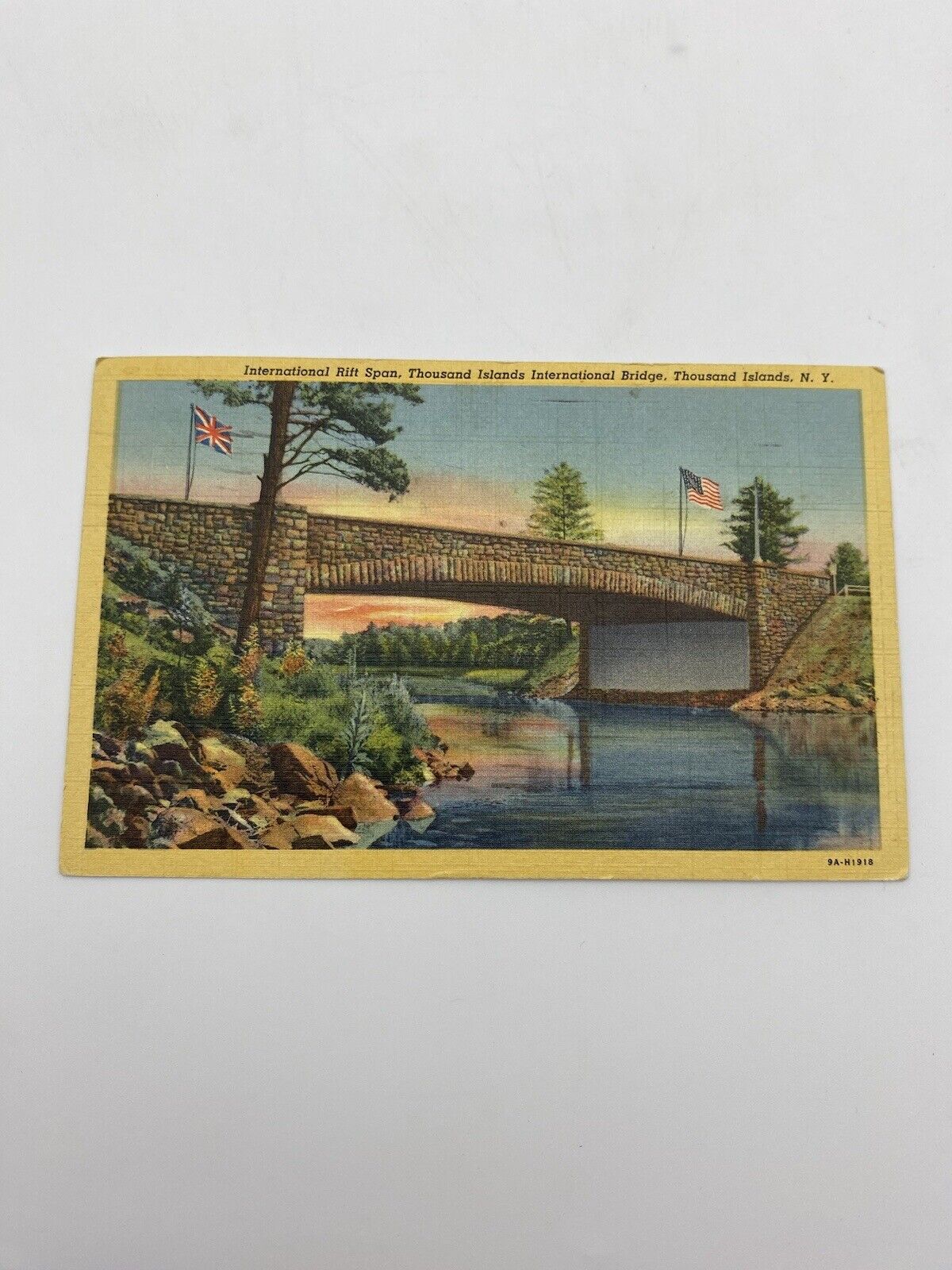 Vintage Postcard Thousand Islands International Bridge New York Posted 1951