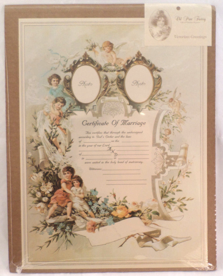 Turn Of The Century Wedding Certificate Marriage Old Print Factory #Crt004