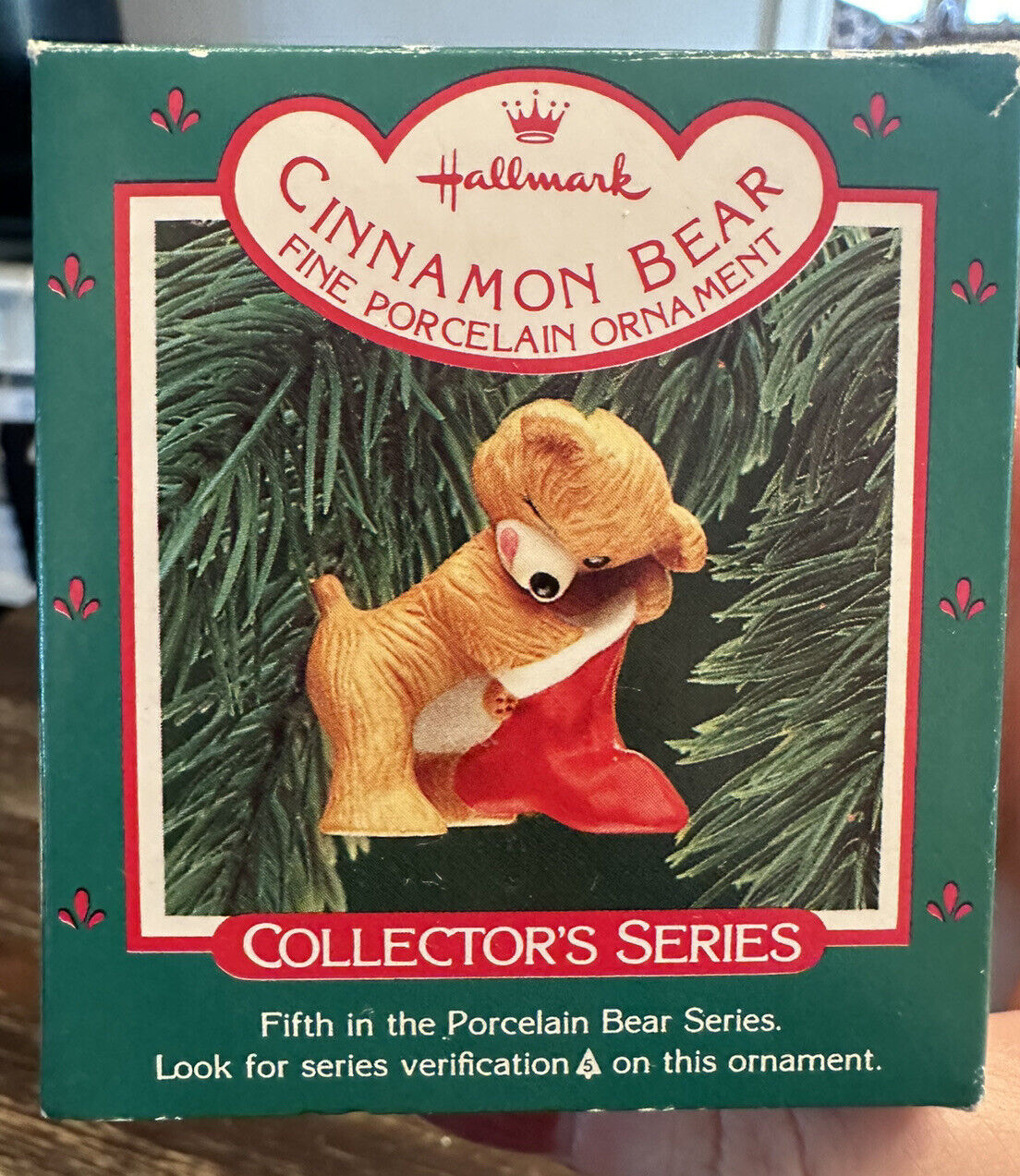 Hallmark cinnamon bear porcelain 1987 5th ornament Christmas holiday tree New