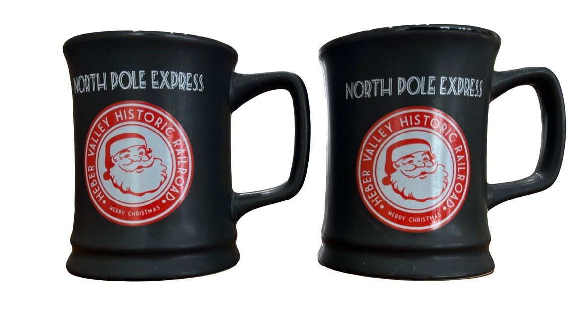 Heber Valley Historic Railroad North Pole Express Christmas Mugs Black Set of 2