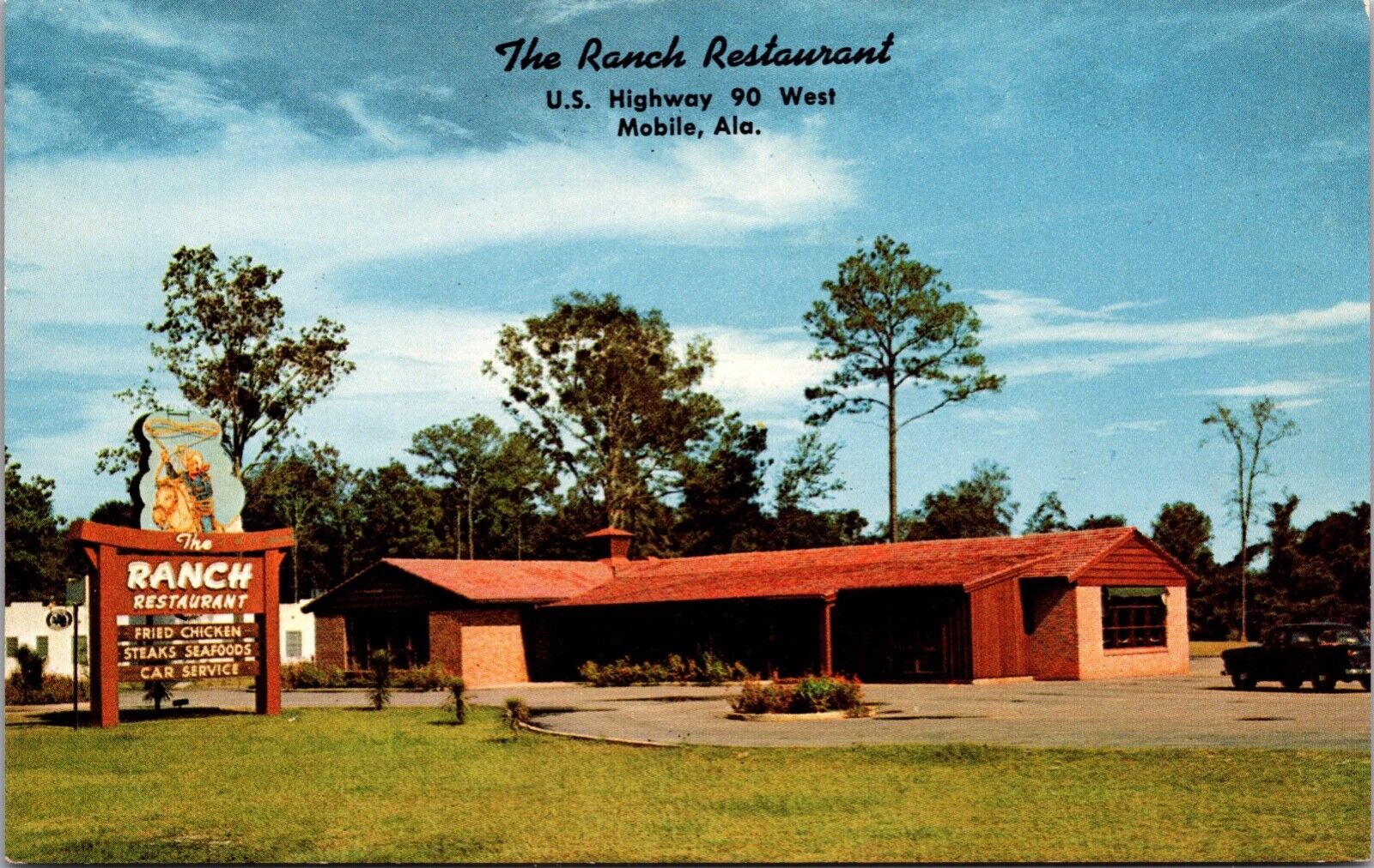 Postcard The Ranch Restaurant U.S. Highway 90 West in Mobile Alabama