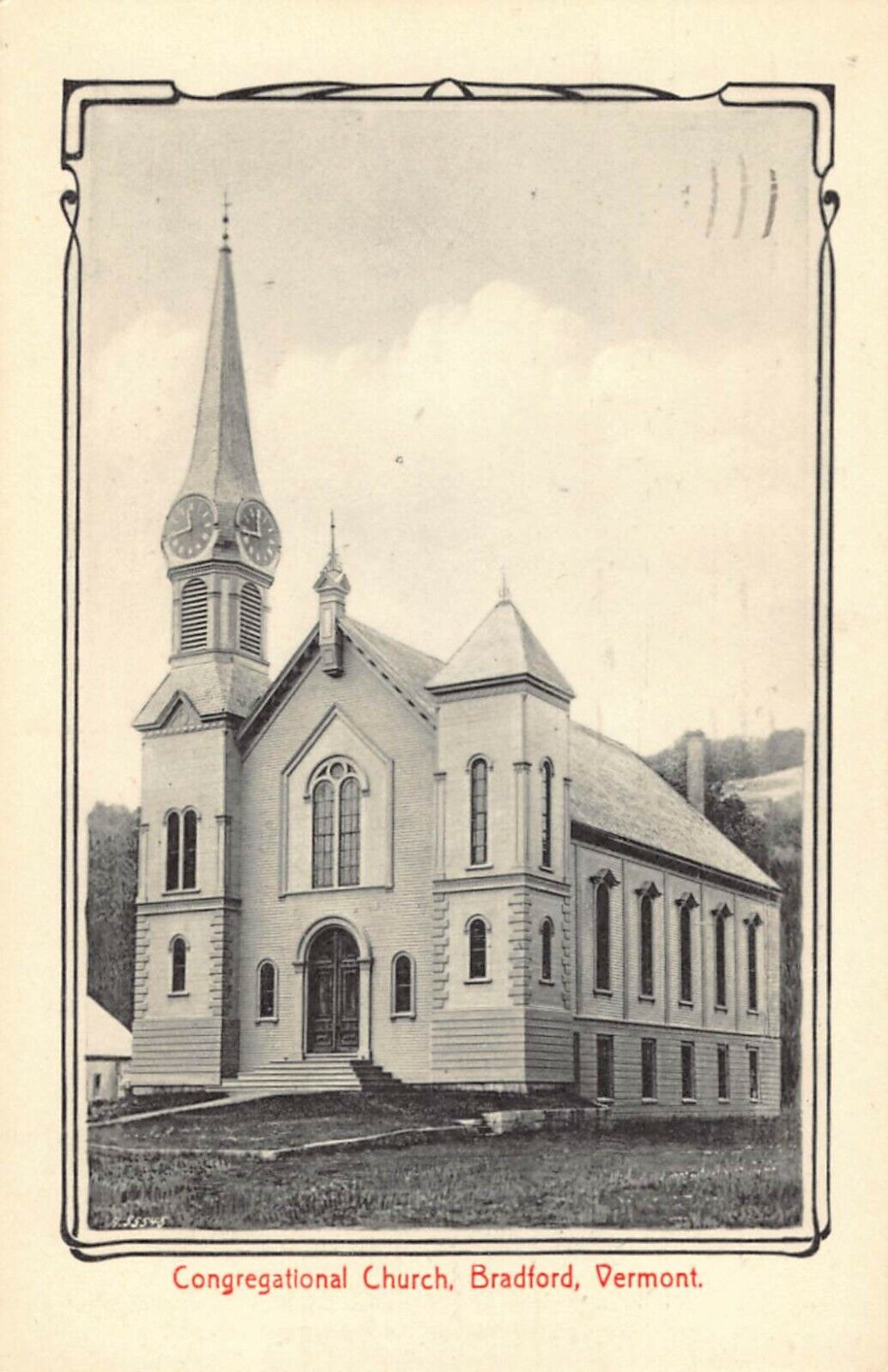 Old Vintage 1952 Postcard of Congregational Church Bradford Vermont