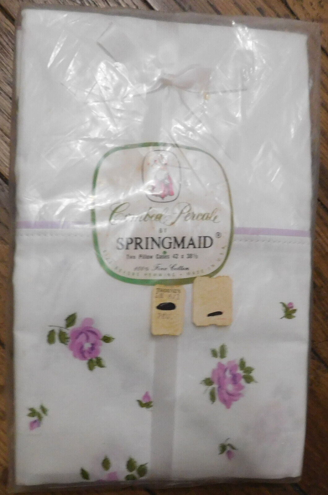Vintage Springmaid Gorgeous purple roses floral Pillowcase Set 100% Fine Cotton