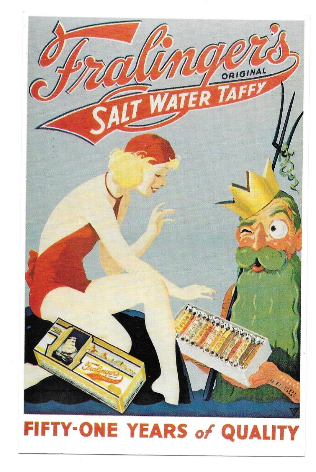 Fralinger\'s Salt Water Taffy, Atlantic City NJ Advertiment Postcard