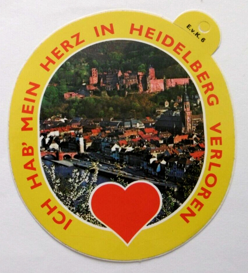 Souvenir-Aufkleber I Hab Mean Heart IN Heidelberg Lost Old Town Lock 70s