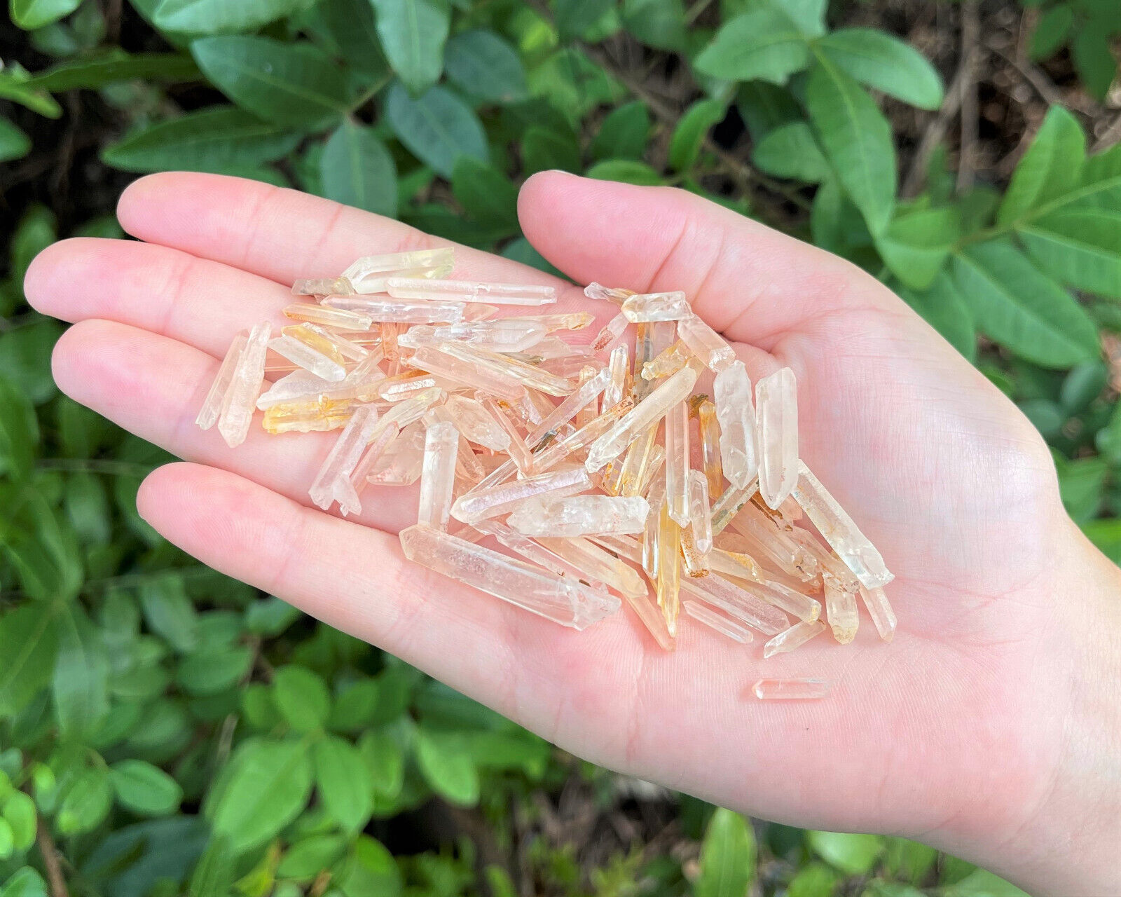 Tiny Matchstick RED Quartz Crystal Points: 50 Gram Lot (Micro Points)