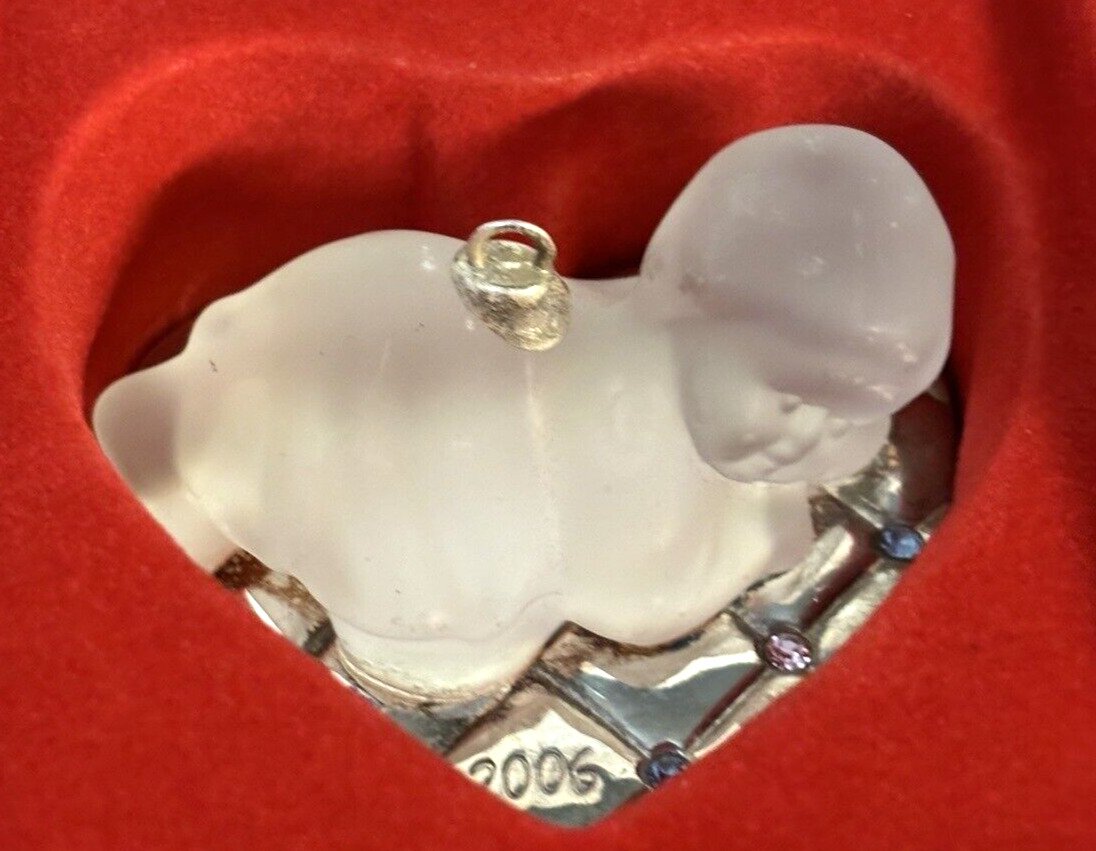 Gorham Baby’s First Christmas Ornament Baby/Heart Silver Crystal/Metal 2006