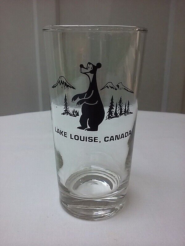 Vtg Lake Louise Canada Bear 10 Oz Drink Glass Souvenir