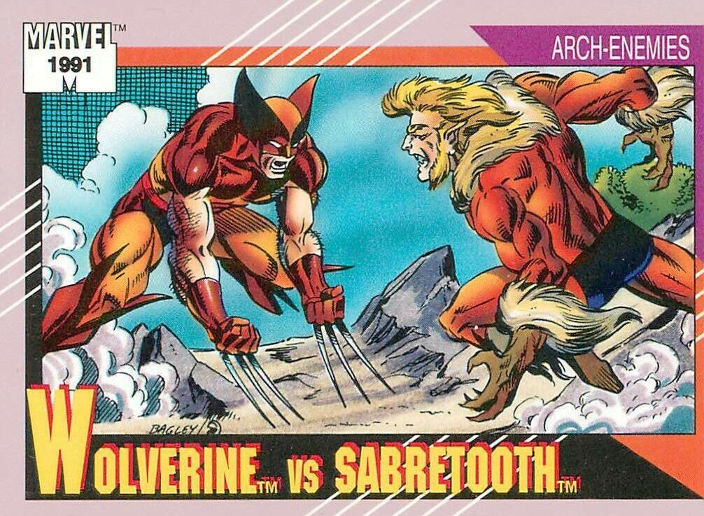 1991  Marvel  Arch-Enemies  Wolverine vs Sabretooth  #93  Trading Card