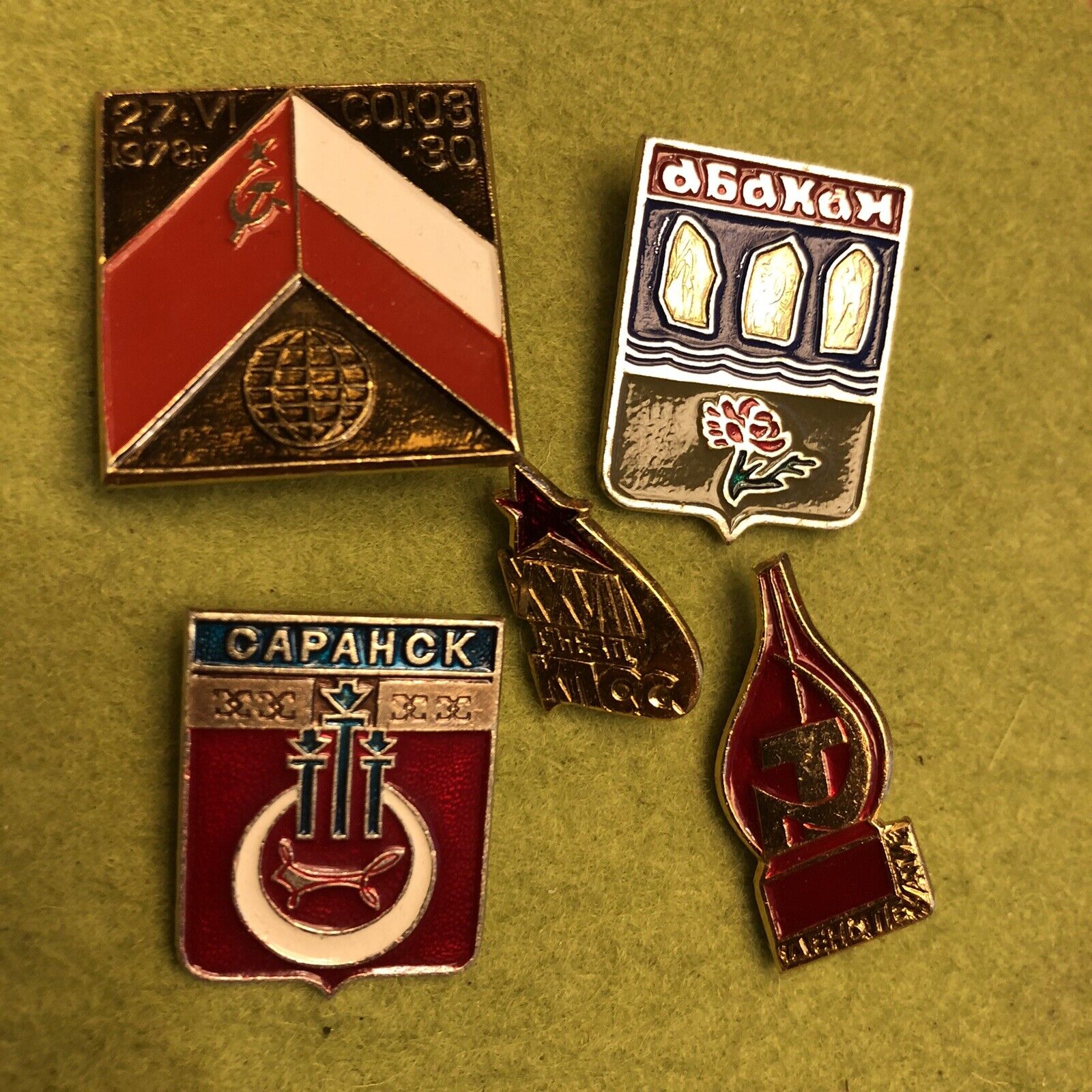 Vintage USSR Pins Soyuz Poland Seal Day Abakahz Saransk
