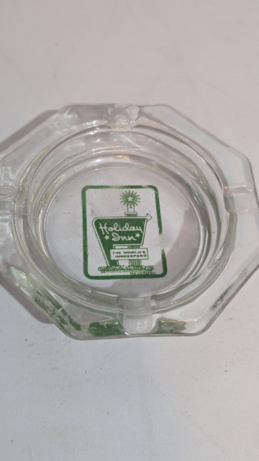 Vintage Clear Glass Ashtray~Holiday Inn \'The worlds Innkeeper\' Advertising 