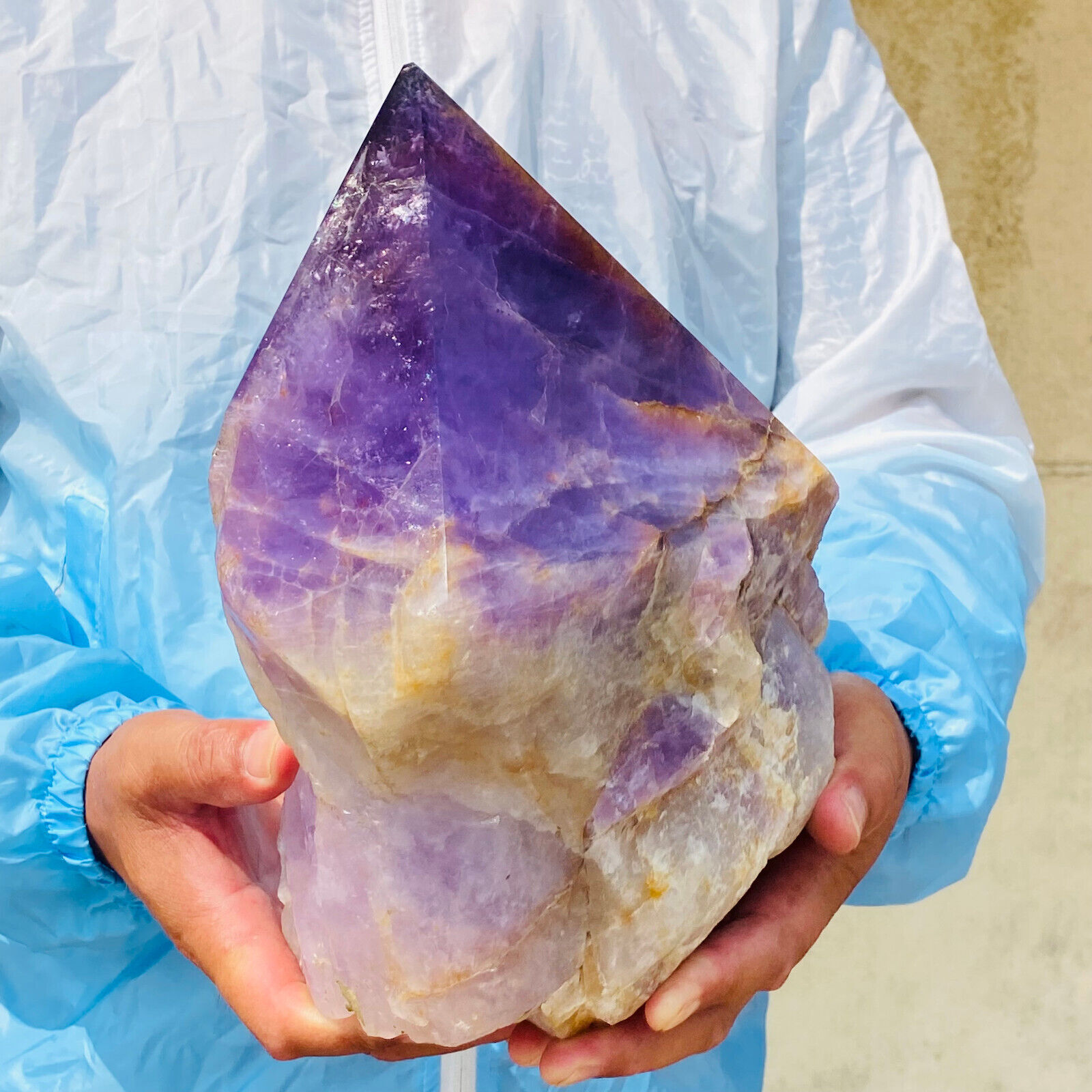 23.59lb Huge Natural Amethyst Drill Purple Quartz Crystal Point Healing Specimen