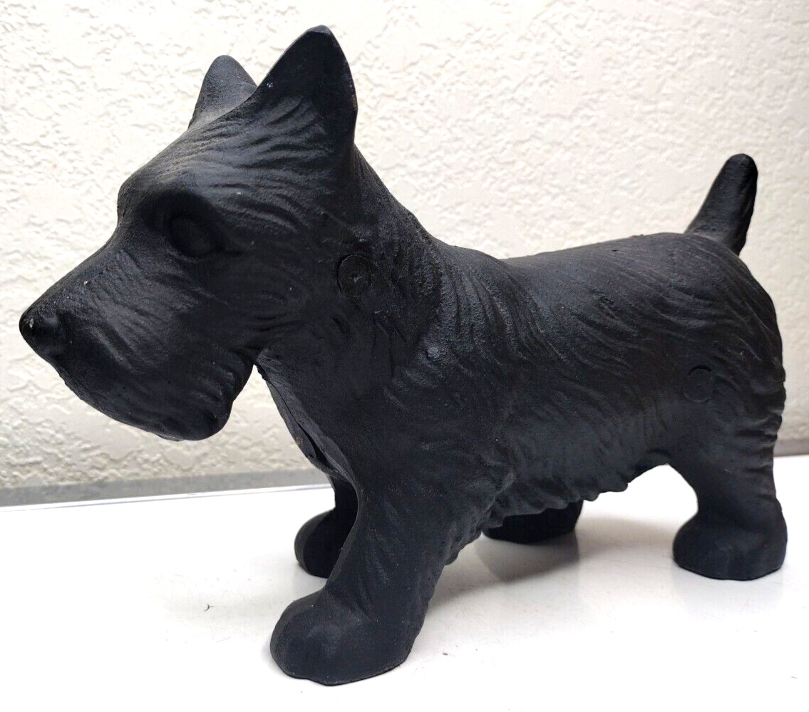 Vintage Cast Iron Black Scottie Scottish Terrier Dog Figure Heavy 6 Lbs, 9