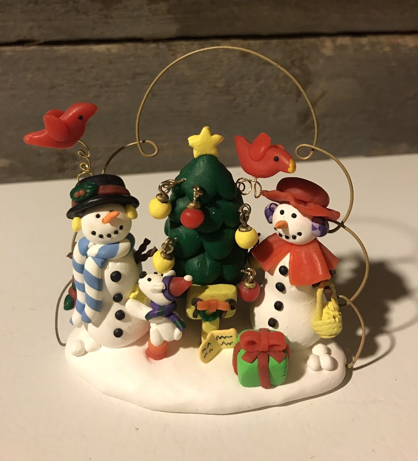 Kirkland Signature Clay Ornament Jolly Holiday: Snowmen Around Christmas Tree