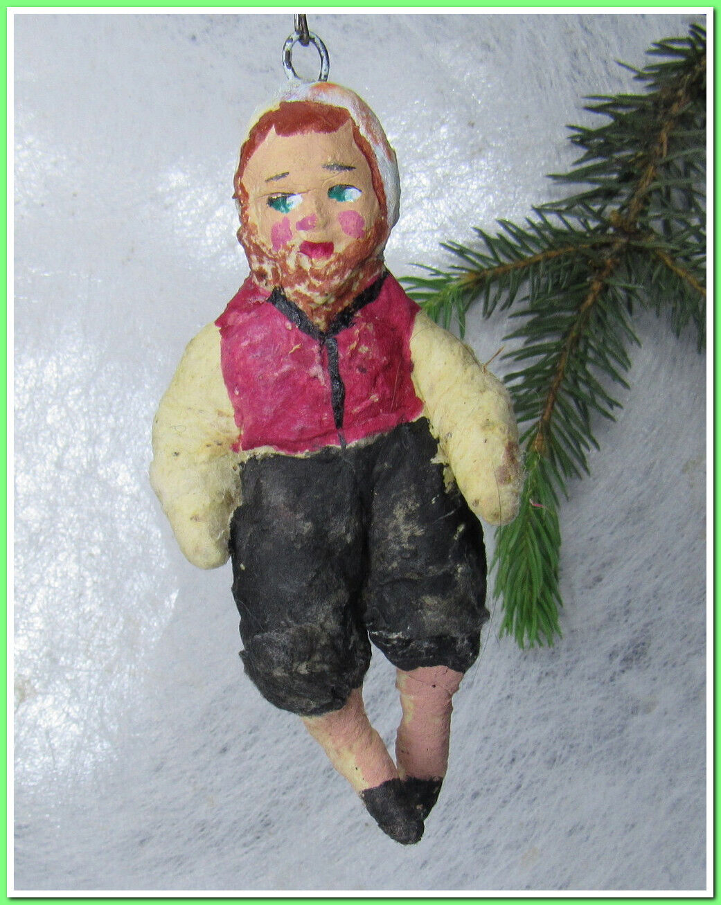🎄Vintage antique Christmas spun cotton ornament figure #18524