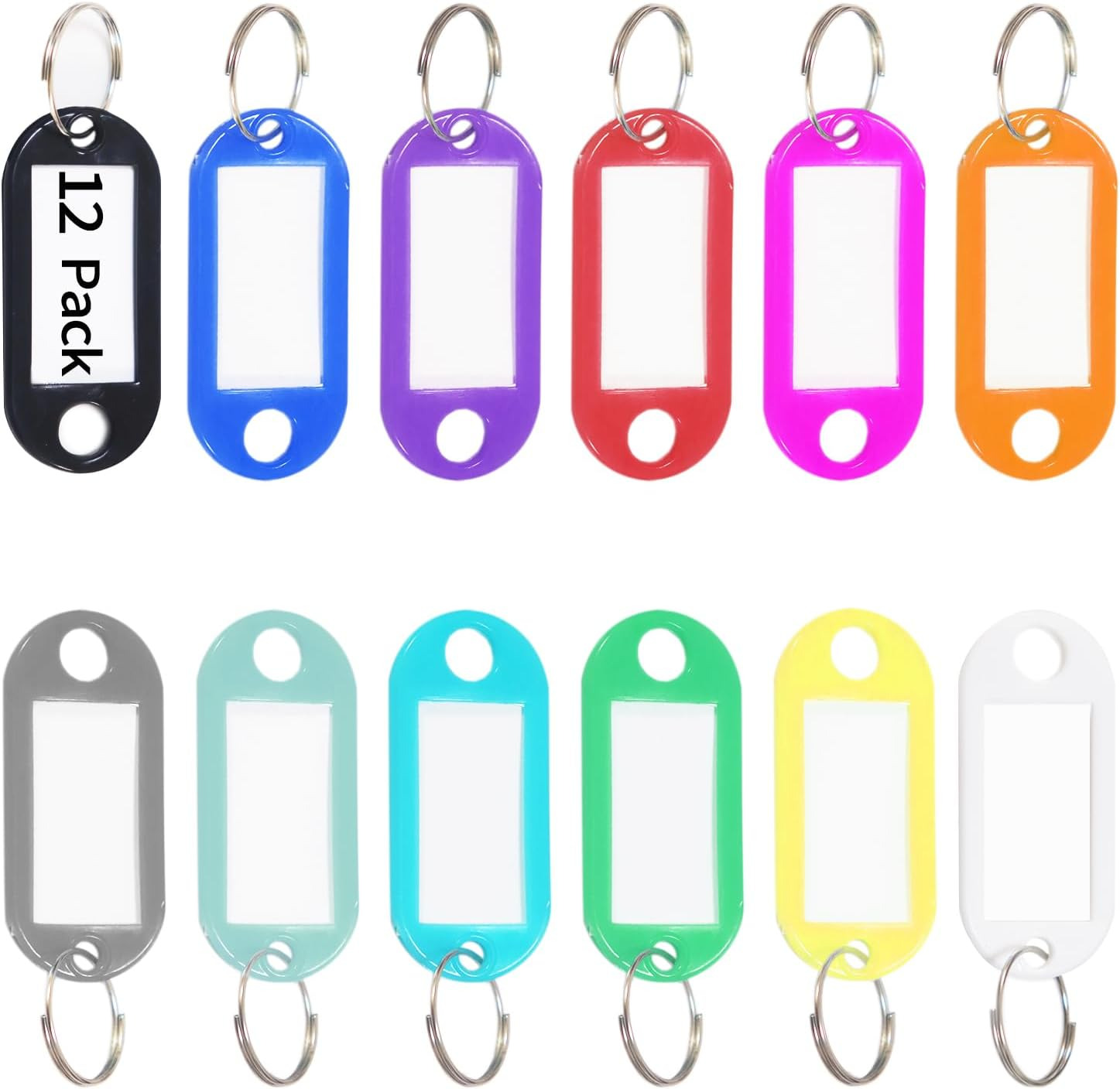 Key Tags Labels 12 Pack Plastic Ring Label Window Chain Name ID Identifiers Bags