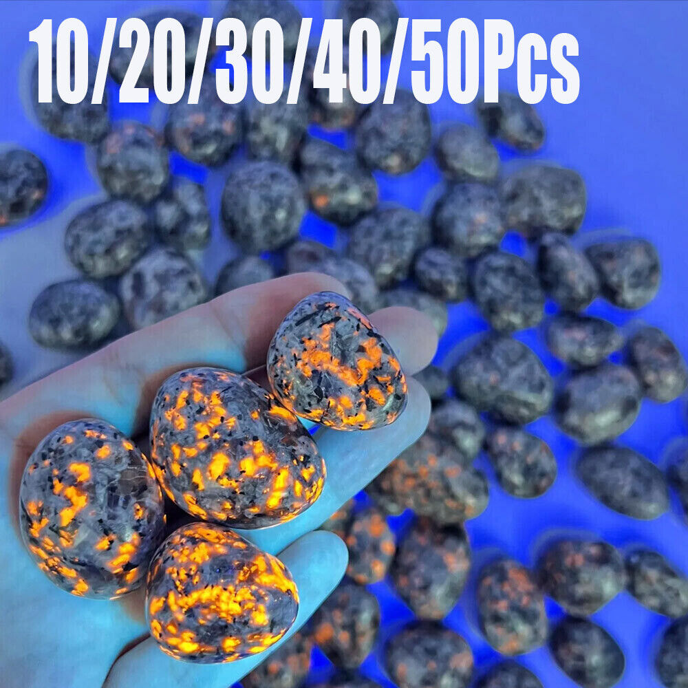 USA Natural Yooperlite UV Fluorescent Glowing Fire Rocks Flame Tumbled Stone