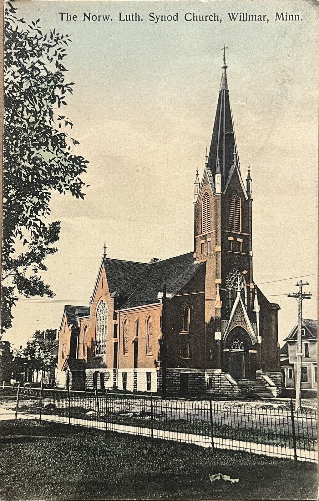 Willmar Minnesota Norwegian Lutheran Synod Church Antique Vintage Postcard 1908