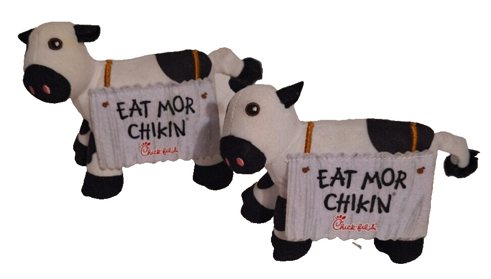 Pair of Chick-Fil-A Cow Plush Doll Toy Eat Mor Chikin 4\