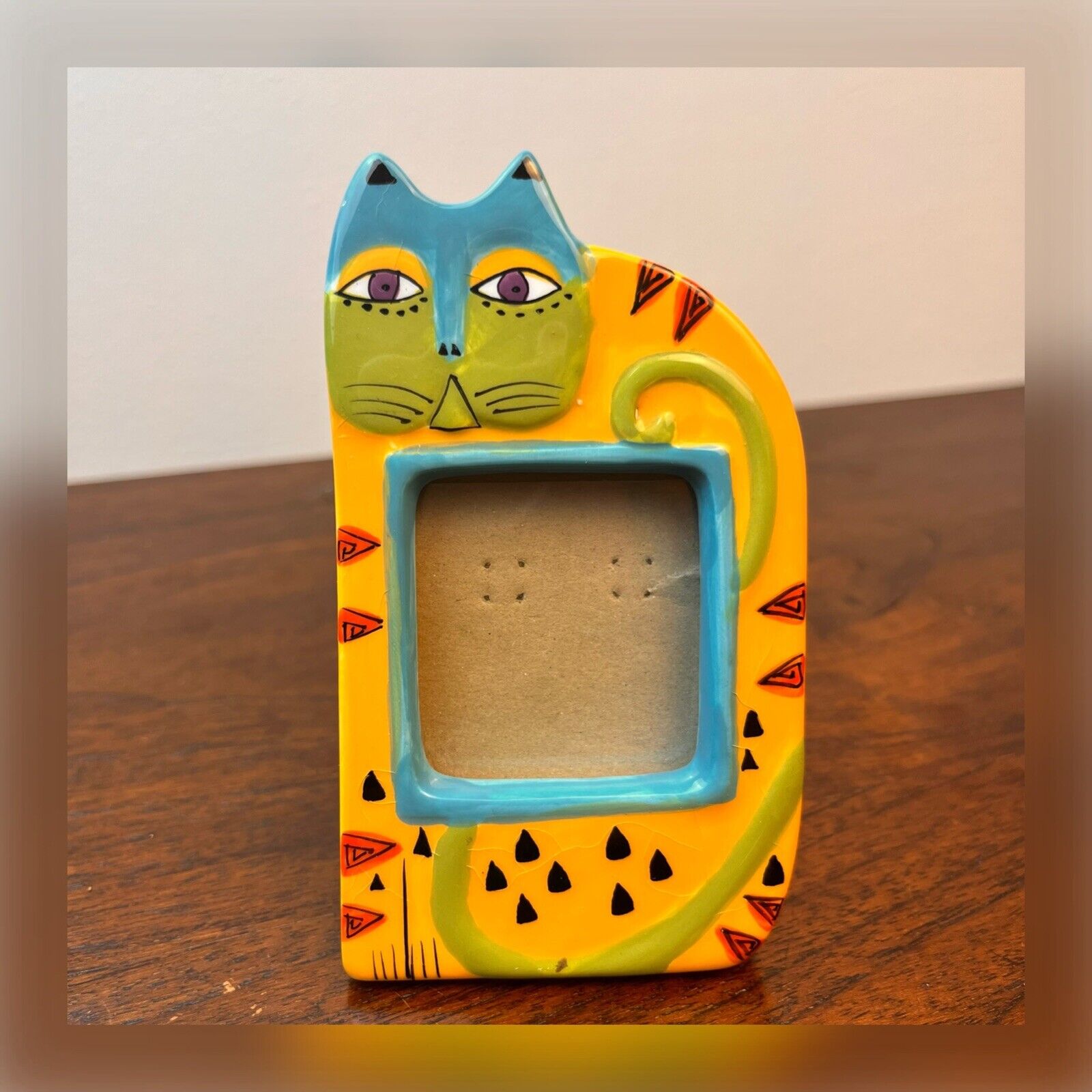 Laurel Burch Collection Cat Mini Frame Ganz Gold Teal Green 2X2 Bold Colored