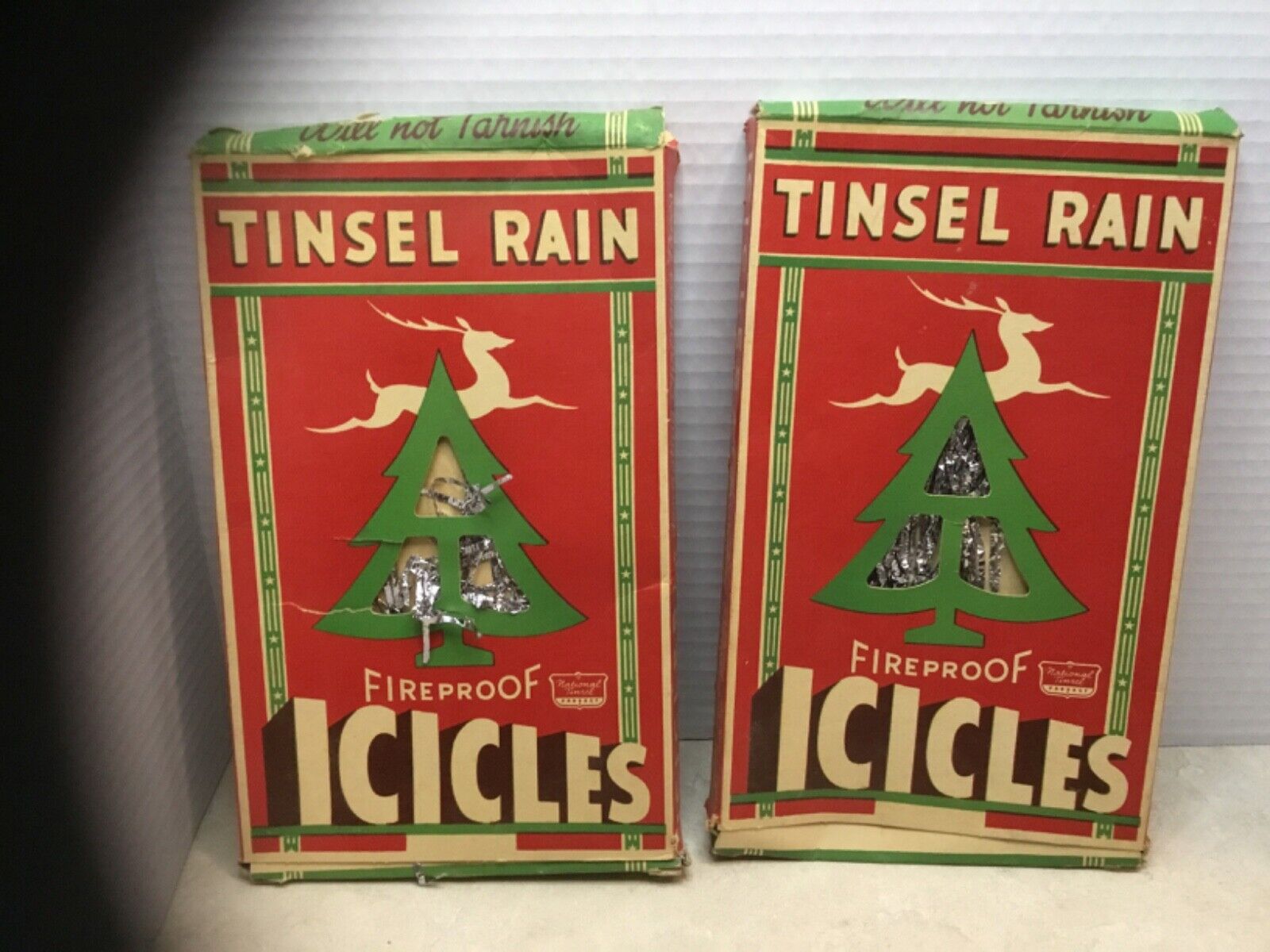 Vintage Christmas (2) Boxes Tinsel Rain Icicles National Tinsel Mfg. Co.