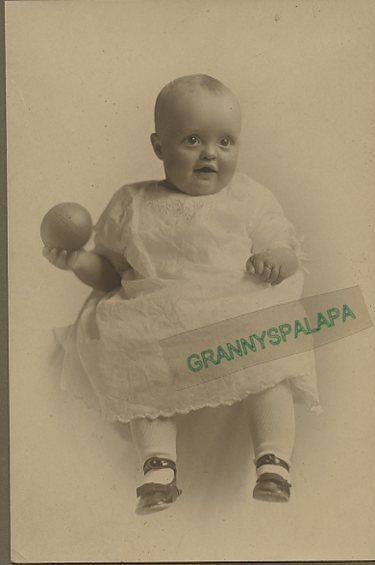 Antique Matted Photo - Denver, Colorado - Baby Holding a Ball 