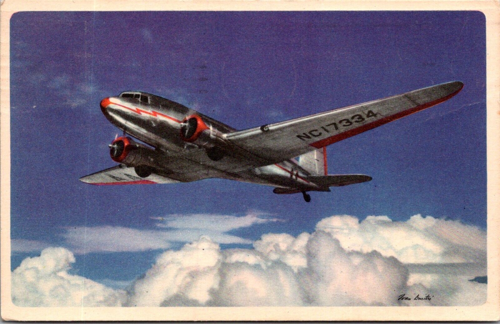 Postcard American Airlines Advertising Spanish Route of the Flagship 1940s A06