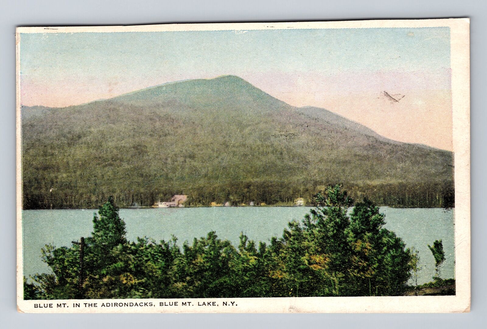 Adirondack Mts NY-New York, Blue Mt Lake, Blue Mountain, Vintage Postcard