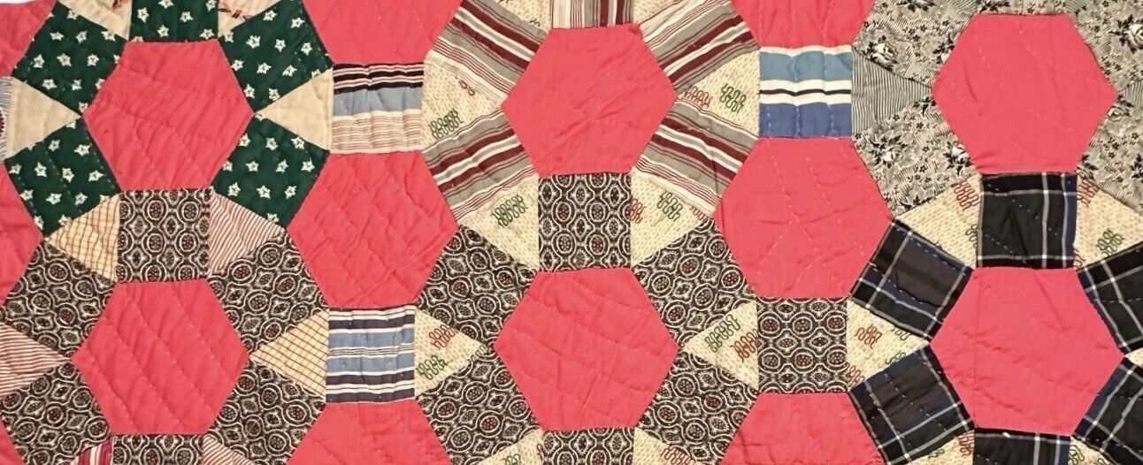 Vintage Cutter Quilt Piece  14” x 33” Some Feedback  Beautiful  #1