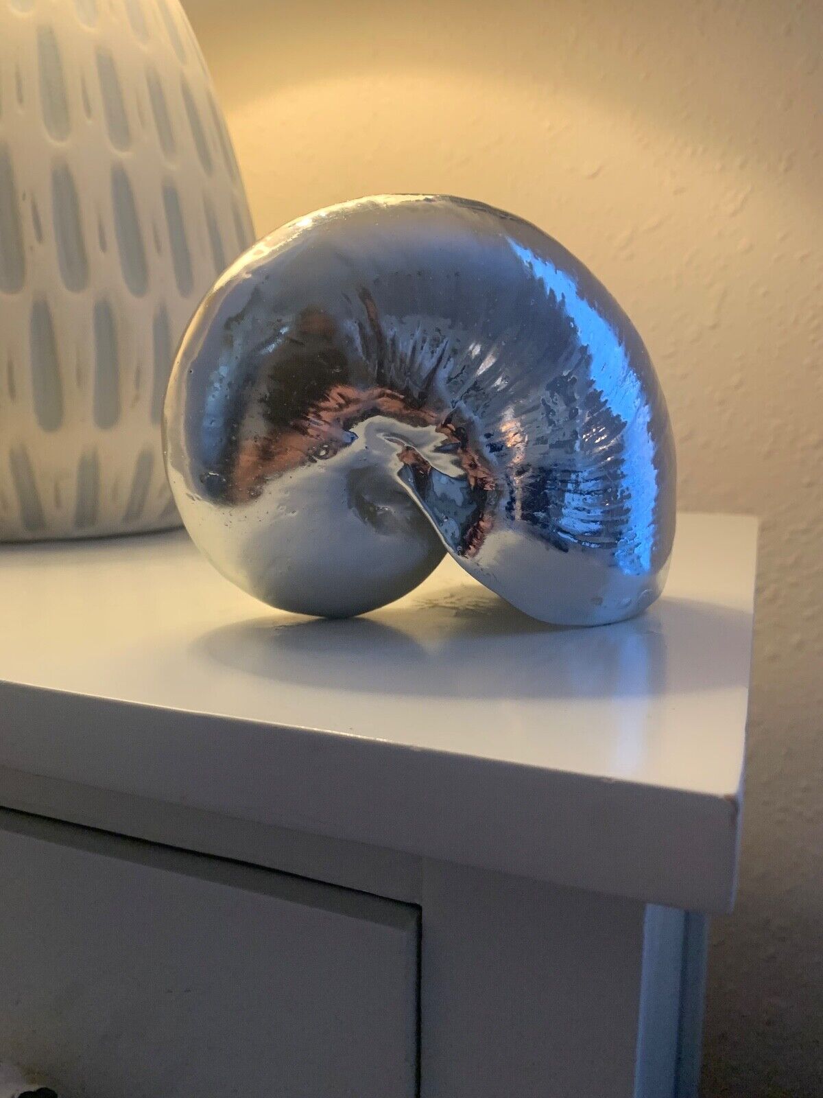 Nate Berkus Silver Tone Nautilus Shell Home Decor Objet d'art ocean sculpture