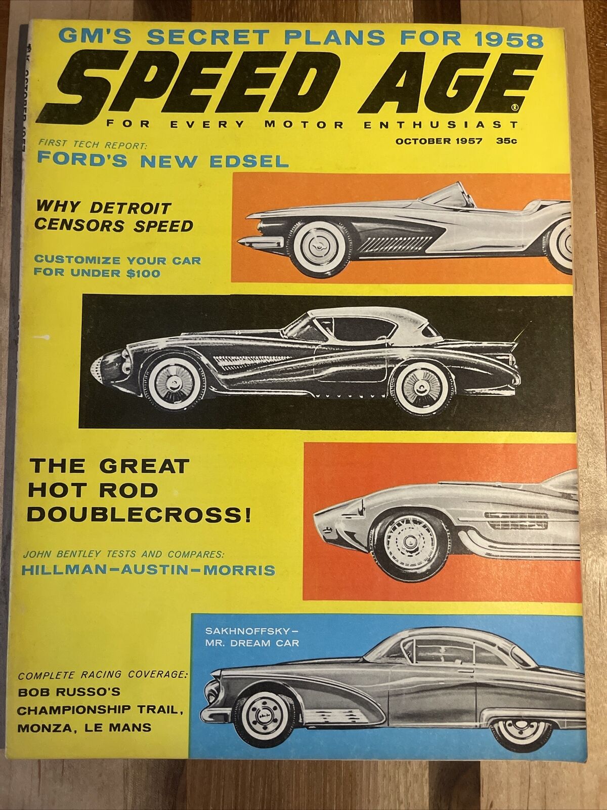 1957 Speed Age Magazine, New York Sorts Car Racing Article