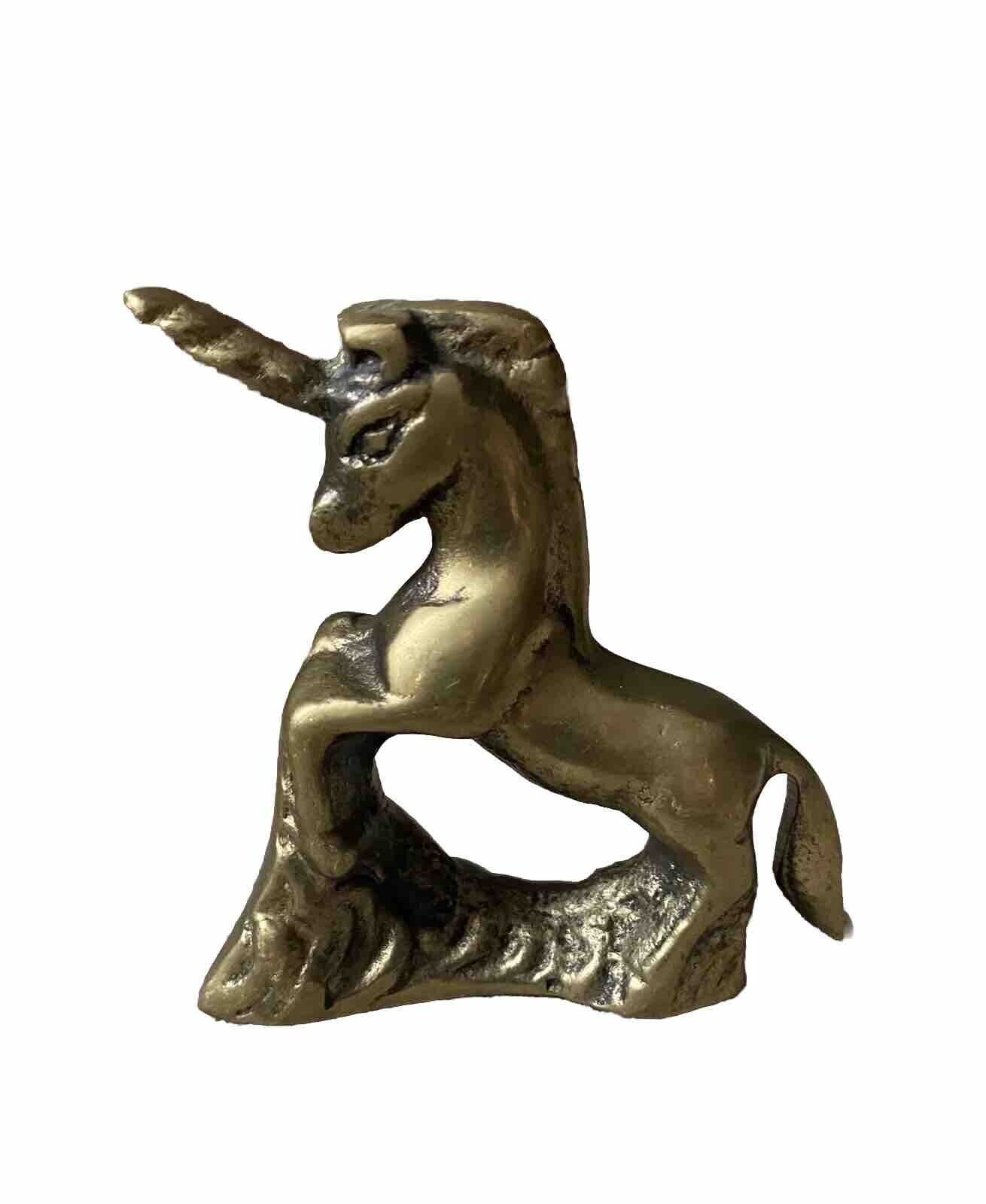 Vintage Russ Unicorn / Horse Figurine - Solid Brass  - 2 1/2” x 2 3/8\