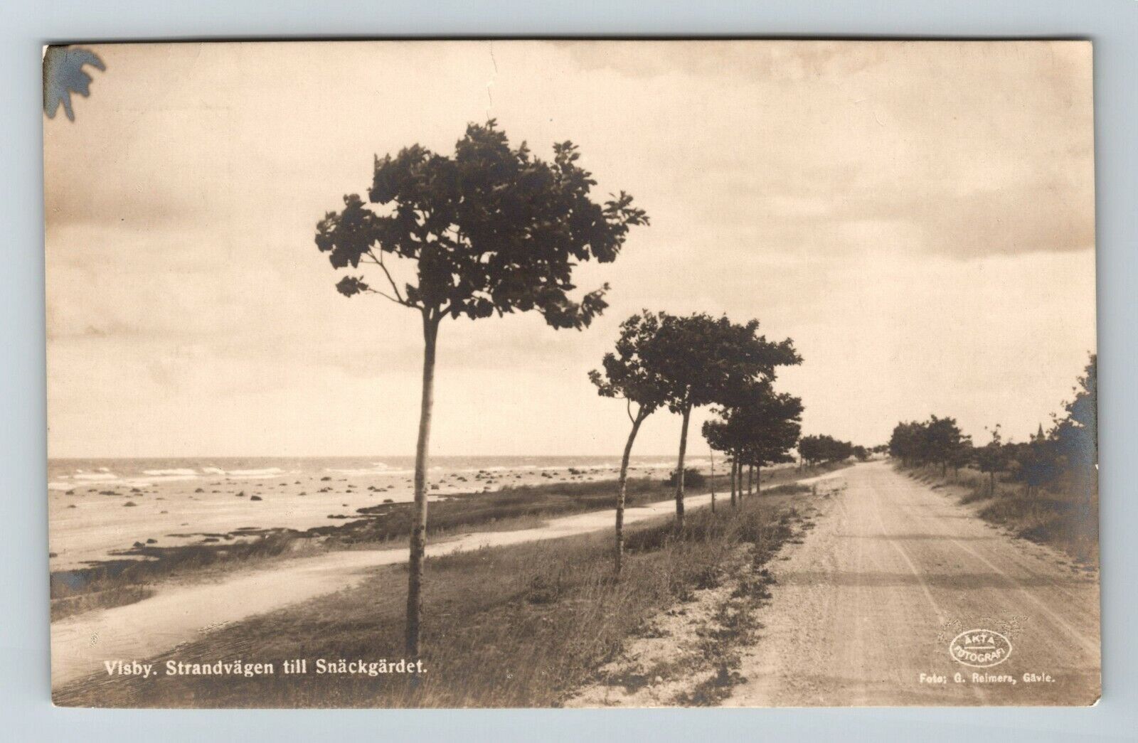 RPPC-Visby Sweden Strandvagen till Snackgardet RPPC Vintage Souvenir Postcard